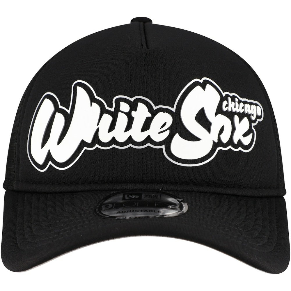 Chicago White Sox Retro Bold A-Frame Trucker 9FORTY Adjustable Hat - Black | New Era