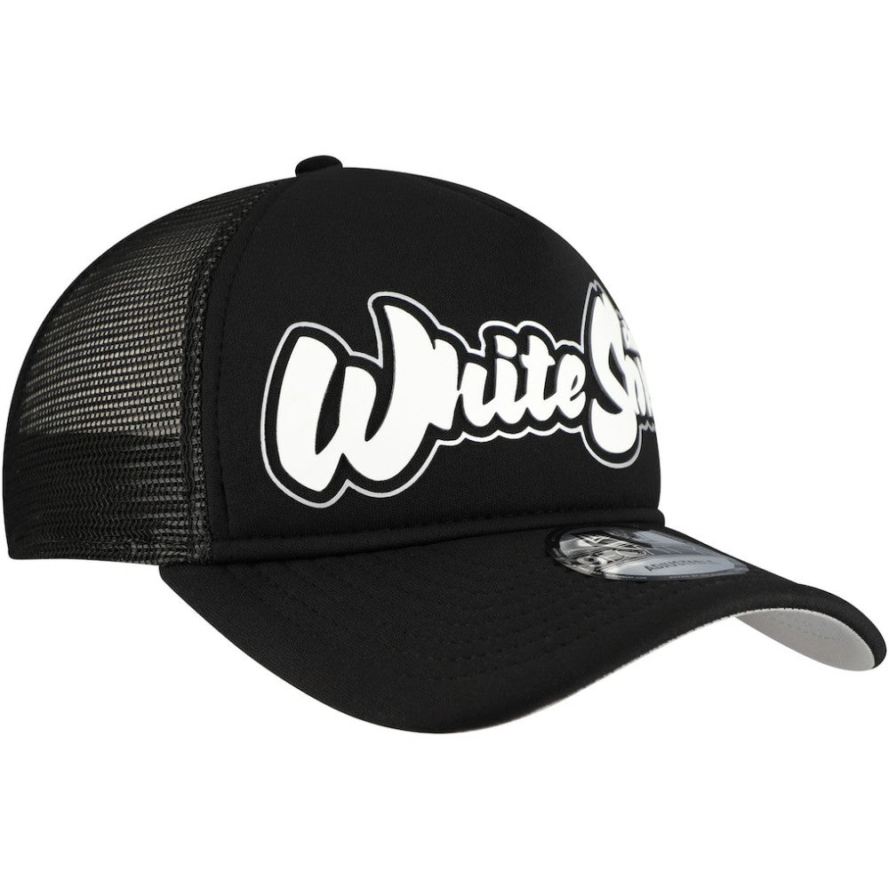 Chicago White Sox Retro Bold A-Frame Trucker 9FORTY Adjustable Hat - Black | New Era