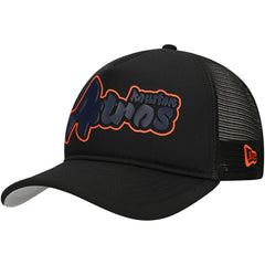 Houston Astros Retro Bold A-Frame Trucker 9FORTY Adjustable Hat - Black | New Era