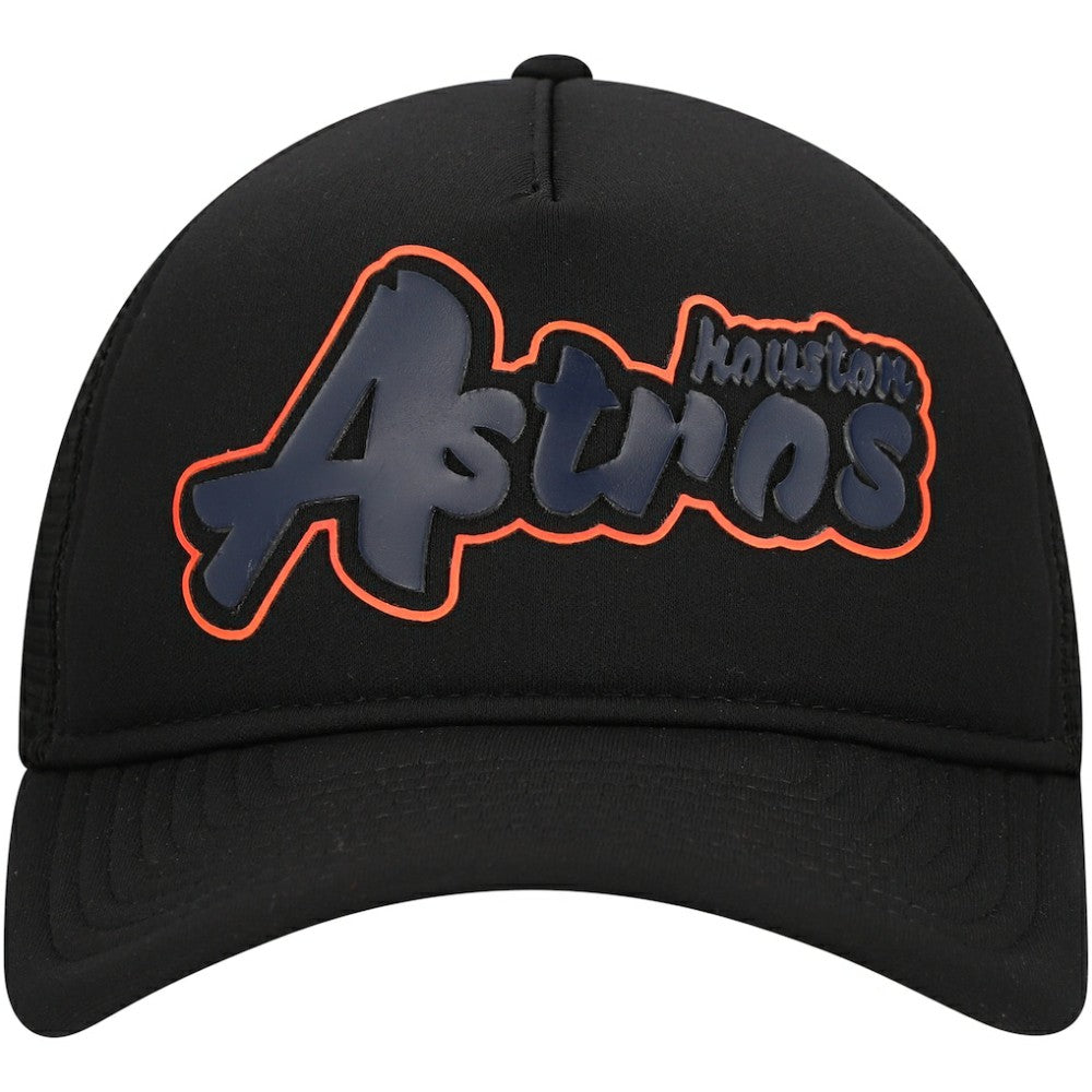 Houston Astros Retro Bold A-Frame Trucker 9FORTY Adjustable Hat - Black | New Era