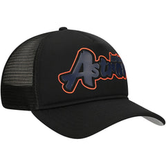 Houston Astros Retro Bold A-Frame Trucker 9FORTY Adjustable Hat - Black | New Era