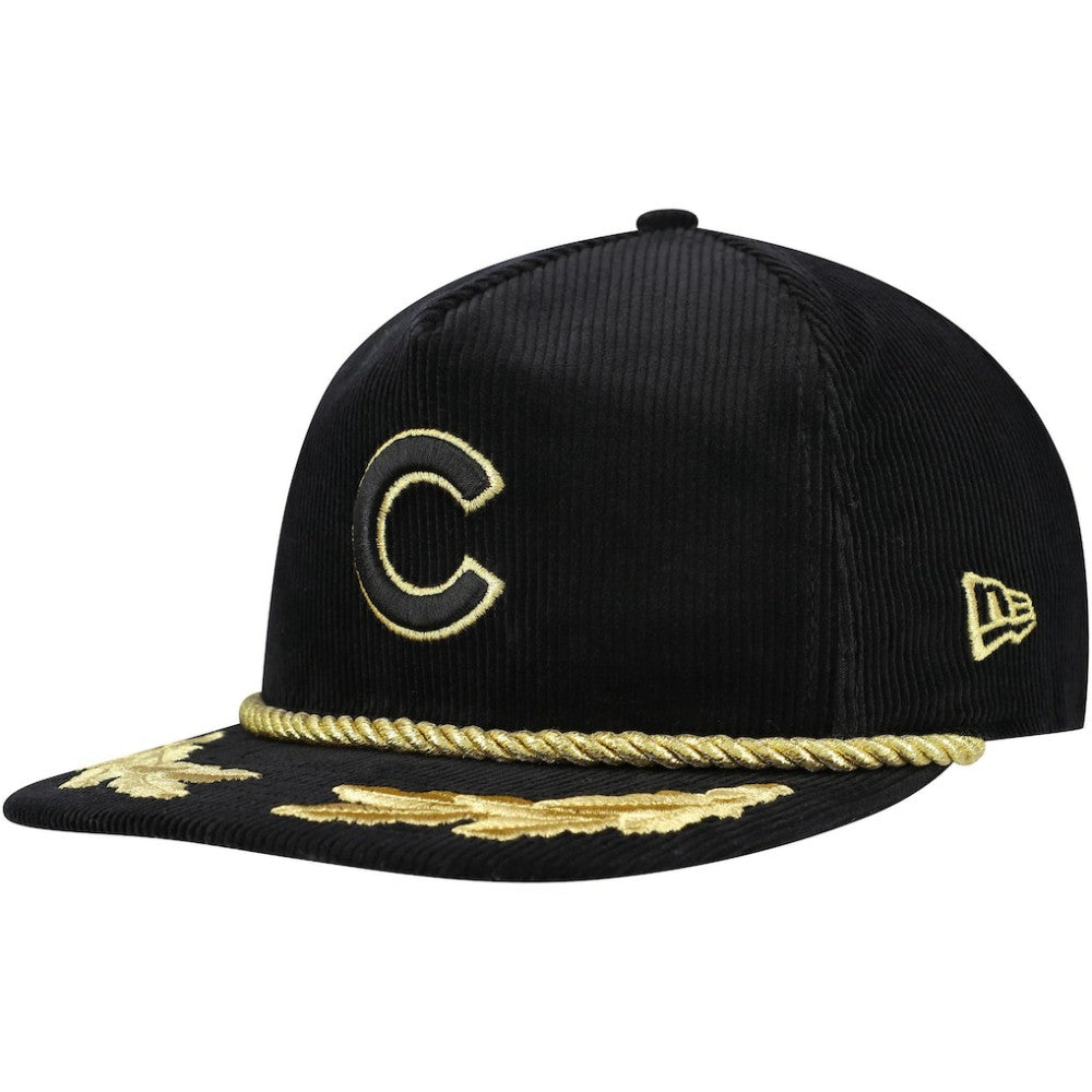 Chicago Cubs Corduroy Filigree Golfer Adjustable Hat - Black | New Era