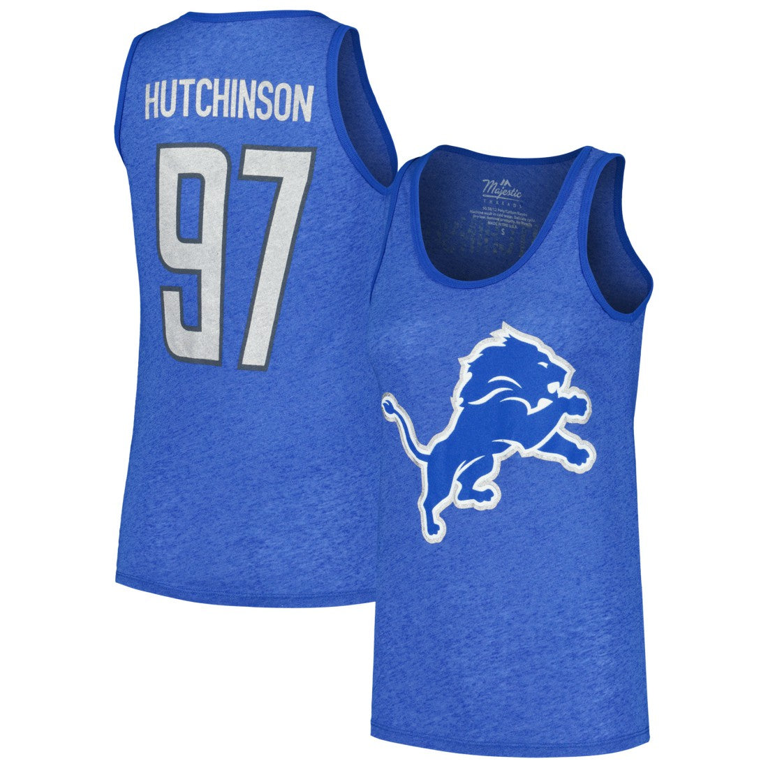Aidan Hutchinson Detroit Lions Majestic Threads Women's Name & Number Tri-Blend Tank Top - Heather Blue cheap