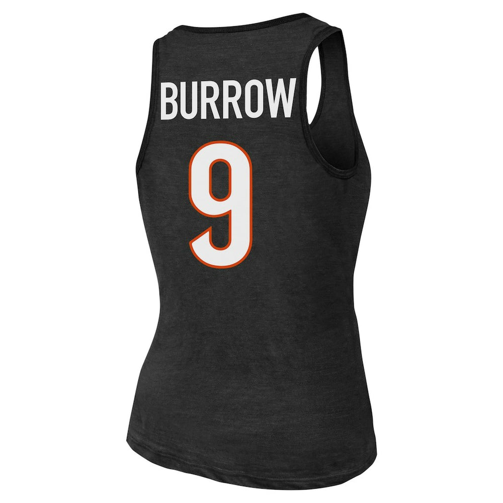 Joe Burrow Cincinnati Bengals Majestic Threads Women's Name & Number Tri-Blend Tank Top - Black discount
