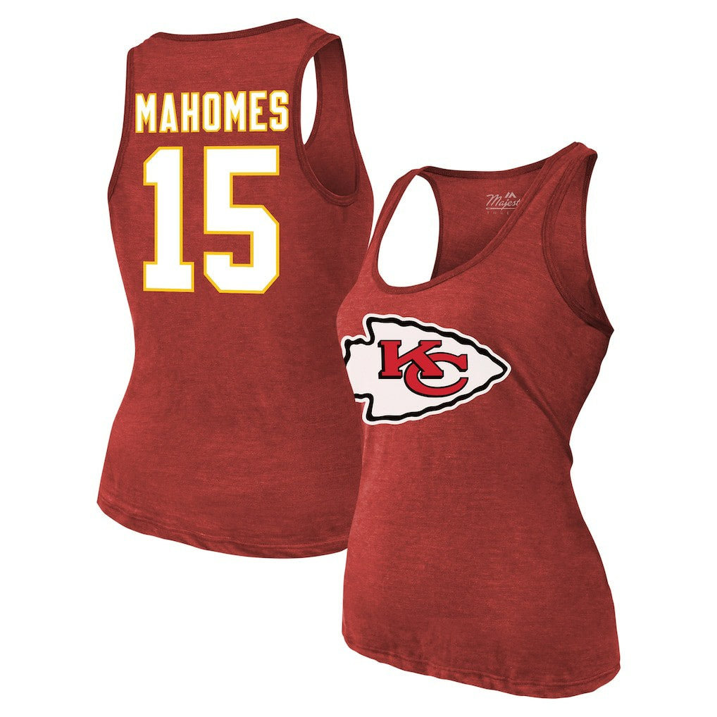 Patrick Mahomes Kansas City Chiefs Majestic Threads Women's Name & Number Tri-Blend Tank Top - Red sale