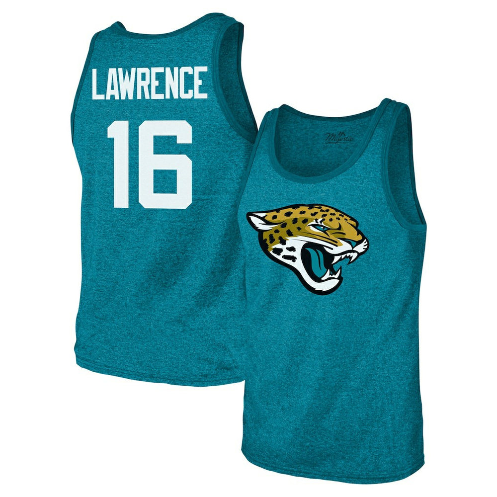 Trevor Lawrence Jacksonville Jaguars Majestic Threads Tri-Blend Player Name & Number Tank Top - Teal outlet