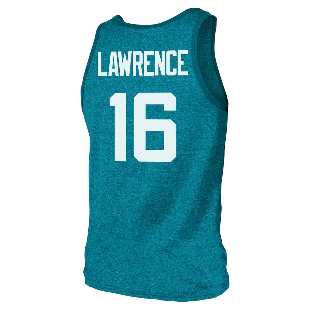 Trevor Lawrence Jacksonville Jaguars Majestic Threads Tri-Blend Player Name & Number Tank Top - Teal outlet
