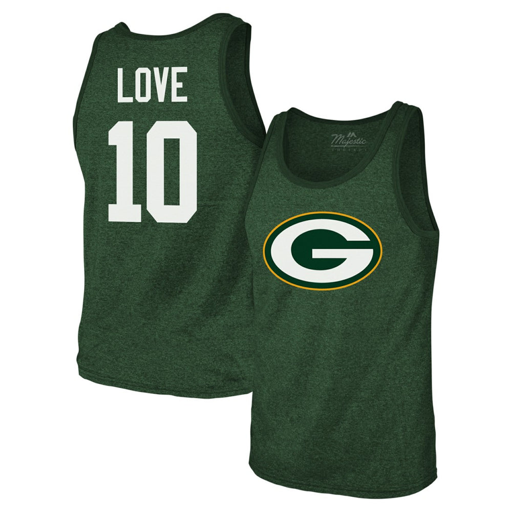 Jordan Love Green Bay Packers Majestic Threads Tri-Blend Player Name & Number Tank Top - Green cheap