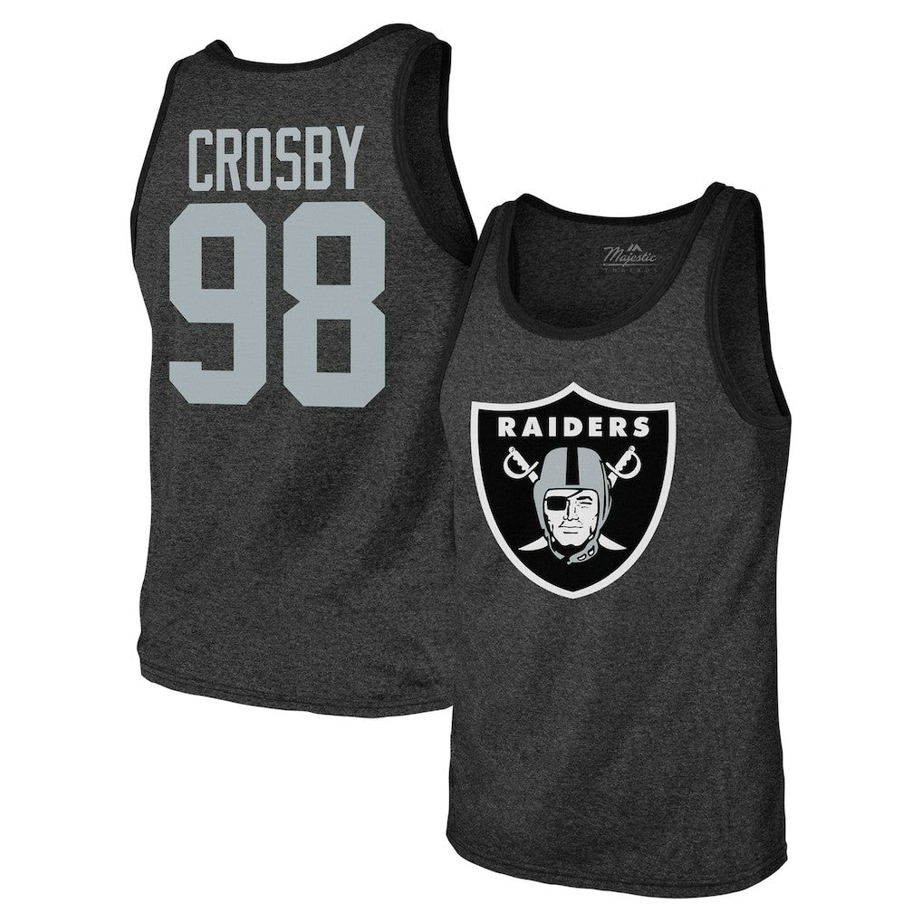 Maxx Crosby Las Vegas Raiders Majestic Threads Tri-Blend Player Name & Number Tank Top - Black online