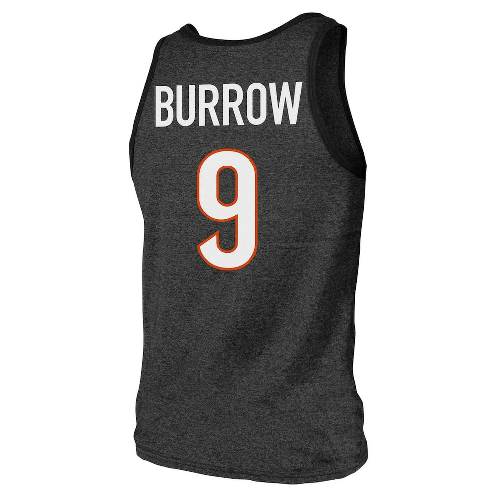 Joe Burrow Cincinnati Bengals Majestic Threads Tri-Blend Player Name & Number Tank Top - Black discount