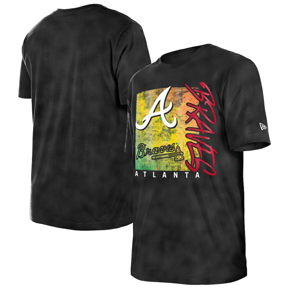 Atlanta Braves Women's Sport Classics Enzyme Wash Oversized T-Shirt - Black | New Era