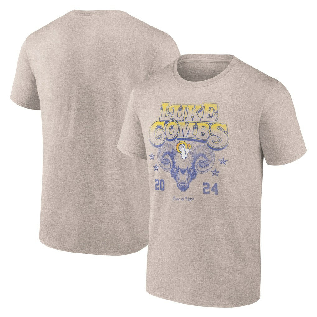 Luke Combs x Los Angeles Rams Growin' Up and Gettin' Old Tour T-Shirt - Tan discount