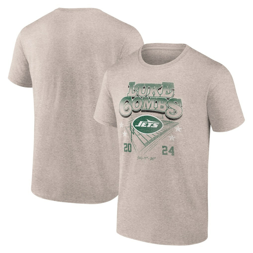 Luke Combs x New York Jets Growin' Up and Gettin' Old Tour T-Shirt - Tan on sale