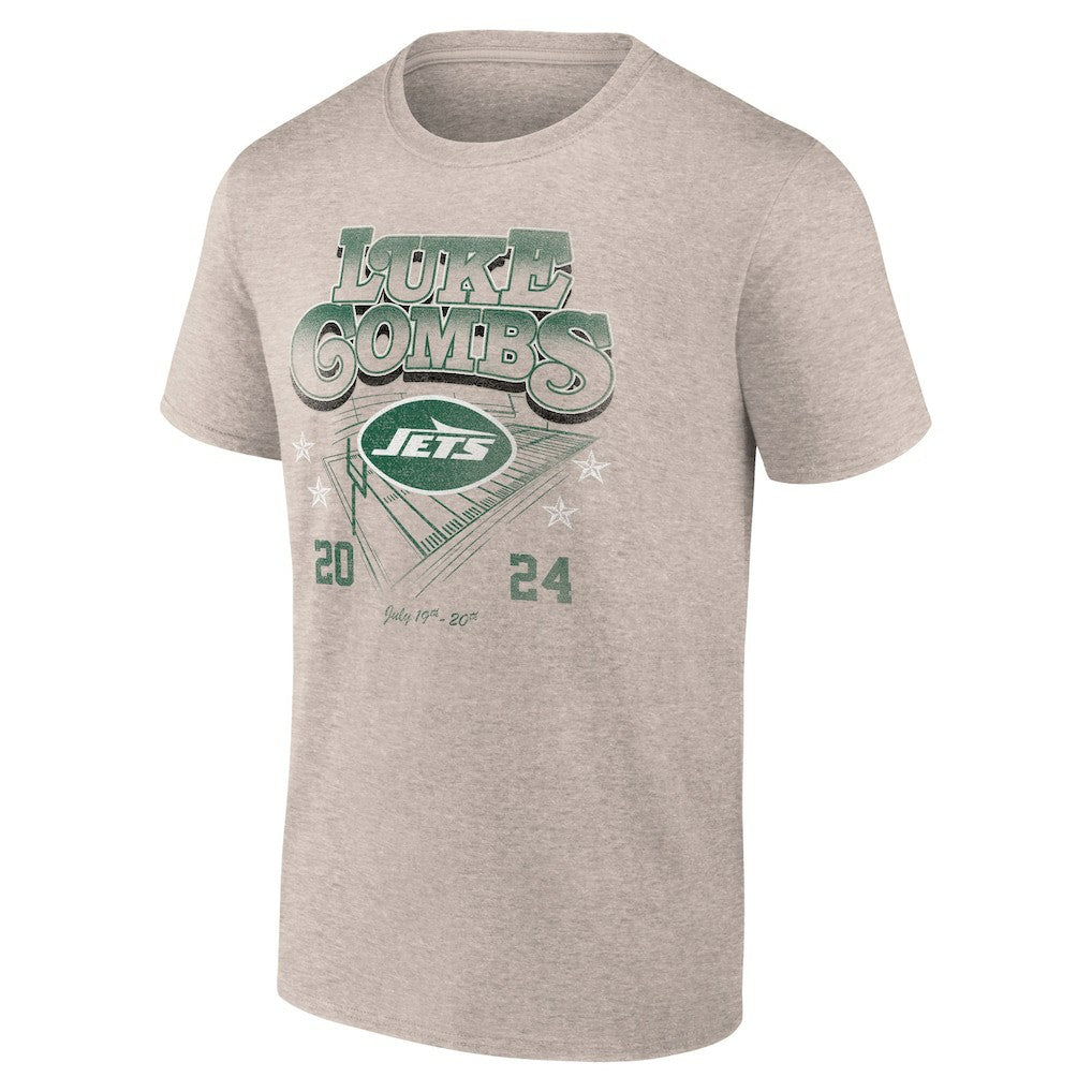 Luke Combs x New York Jets Growin' Up and Gettin' Old Tour T-Shirt - Tan on sale