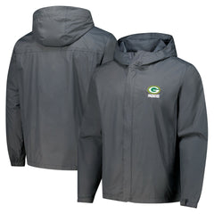 Green Bay Packers Dunbrooke Tropic Waterproof Packable Full-Zip Hoodie Jacket  - Graphite on sale