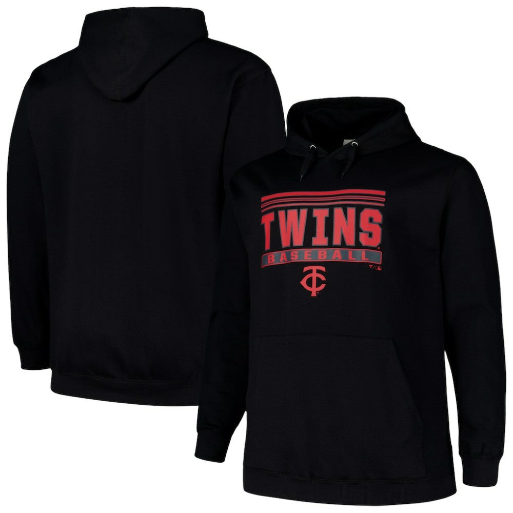 Minnesota Twins   Stack Fleece Pullover Hoodie - Black