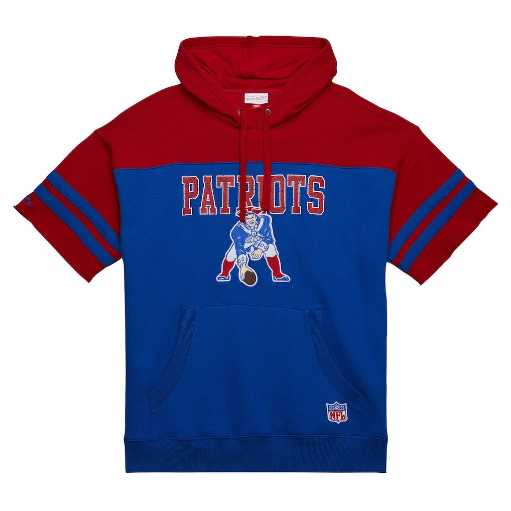 New England Patriots Off Field Vintage Logo Short Sleeve Pullover Hoodie - Royal outlet