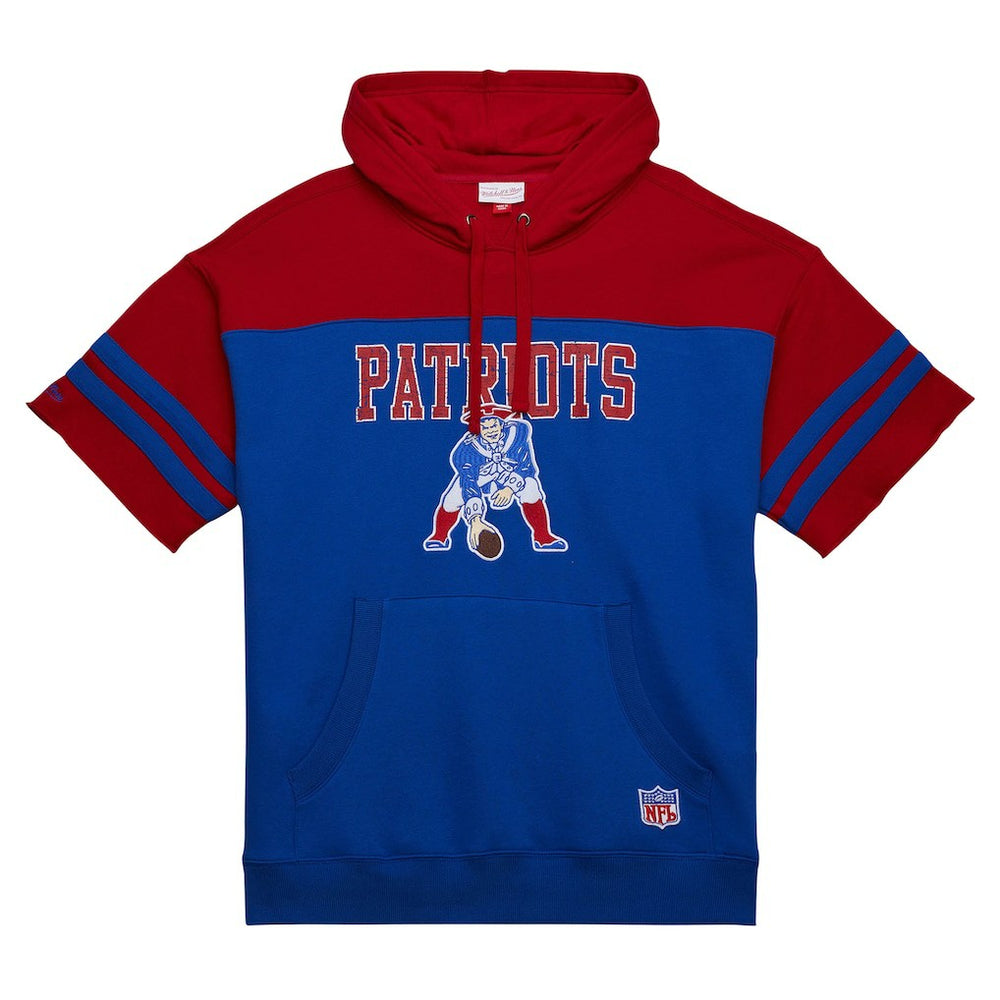 New England Patriots Off Field Vintage Logo Short Sleeve Pullover Hoodie - Royal outlet
