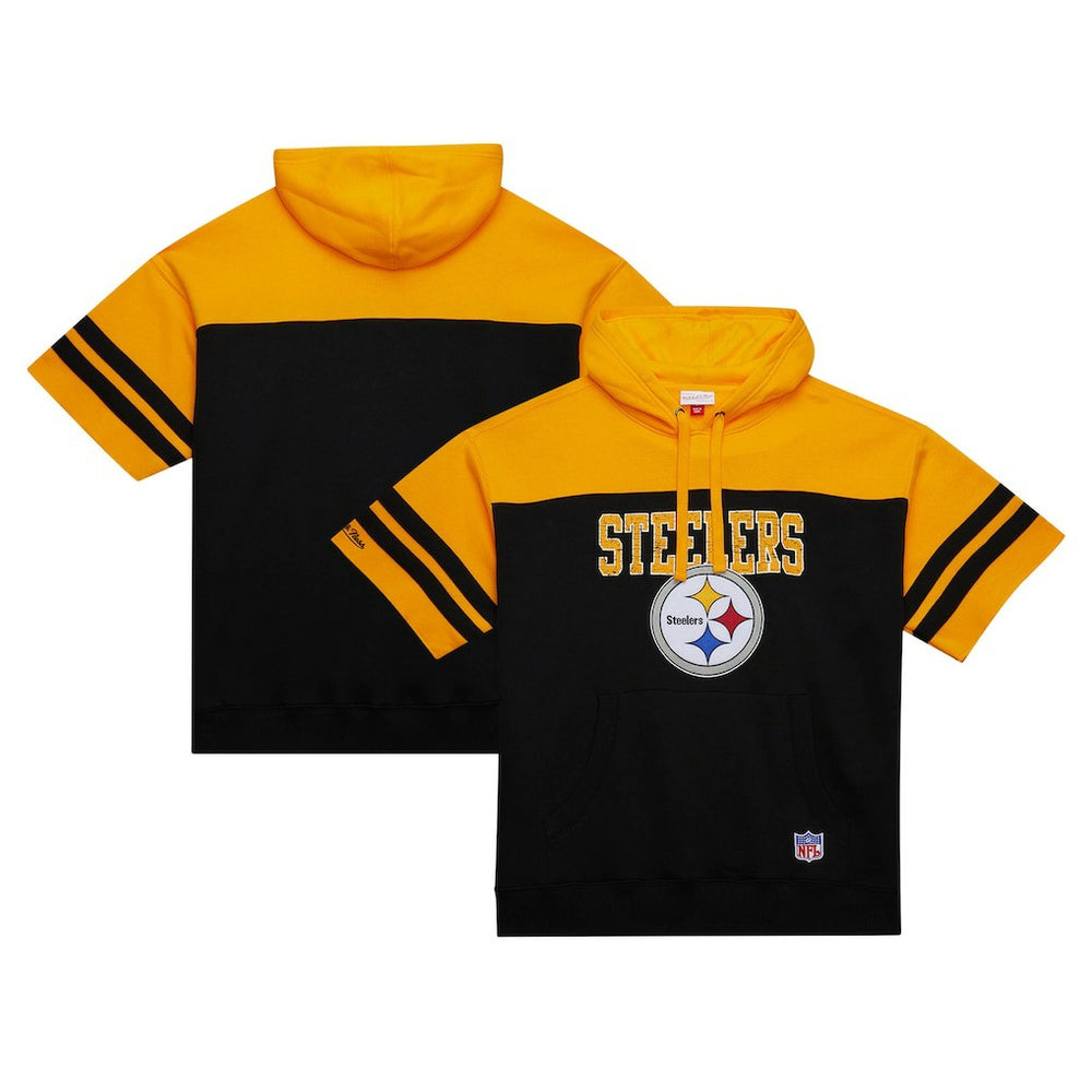 Pittsburgh Steelers Off Field Vintage Logo Short Sleeve Pullover Hoodie - Black discount