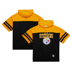 Pittsburgh Steelers Off Field Vintage Logo Short Sleeve Pullover Hoodie - Black discount