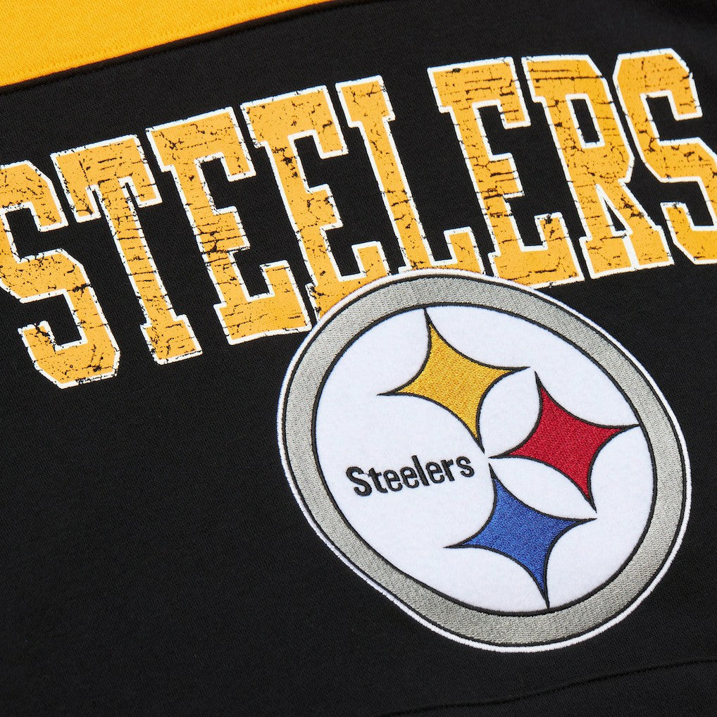 Pittsburgh Steelers Off Field Vintage Logo Short Sleeve Pullover Hoodie - Black discount