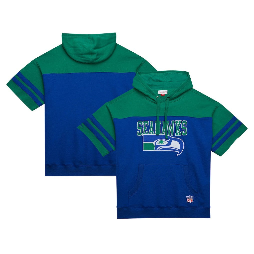 Seattle Seahawks Off Field Vintage Logo Short Sleeve Pullover Hoodie - Royal discount