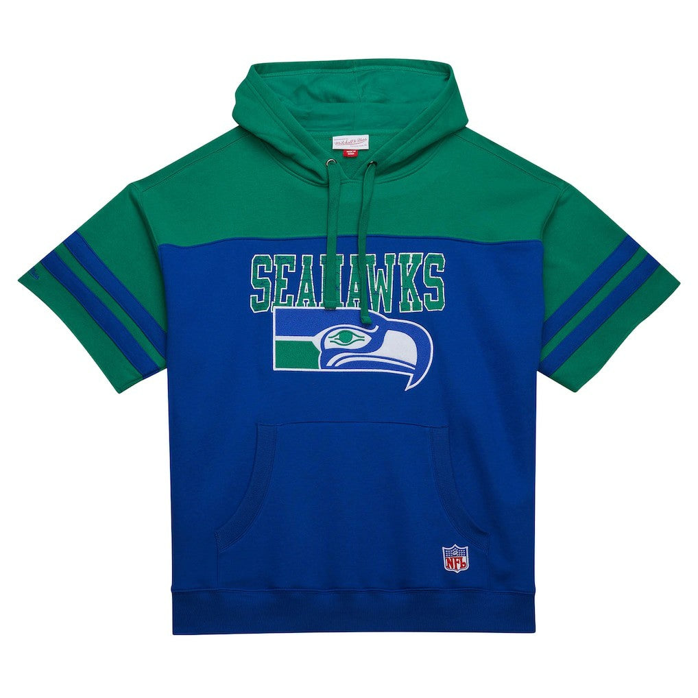 Seattle Seahawks Off Field Vintage Logo Short Sleeve Pullover Hoodie - Royal discount