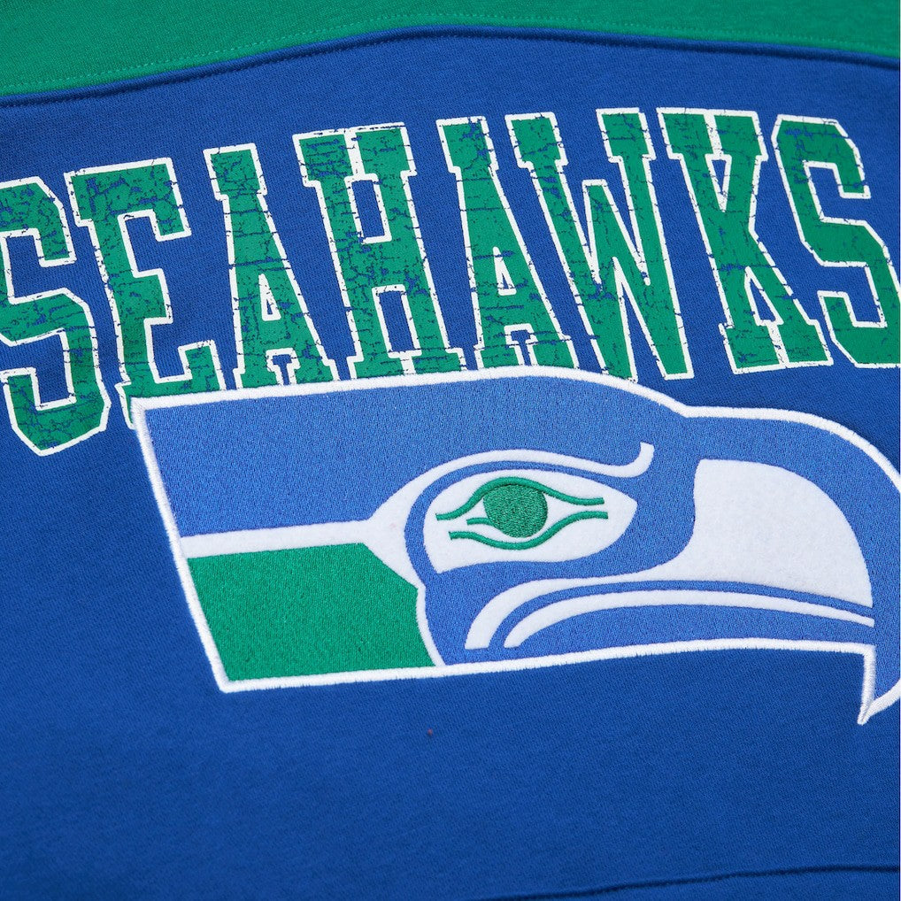 Seattle Seahawks Off Field Vintage Logo Short Sleeve Pullover Hoodie - Royal discount