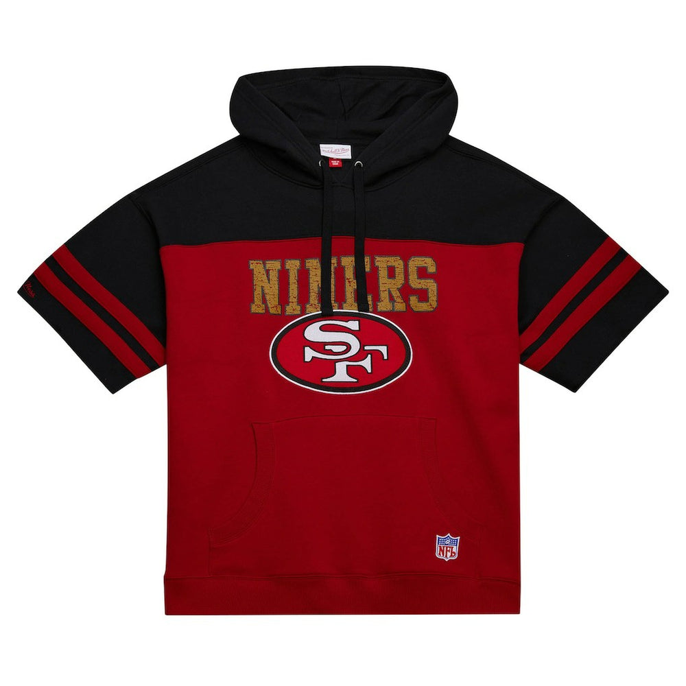 San Francisco 49ers Off Field Vintage Logo Short Sleeve Pullover Hoodie - Scarlet sale