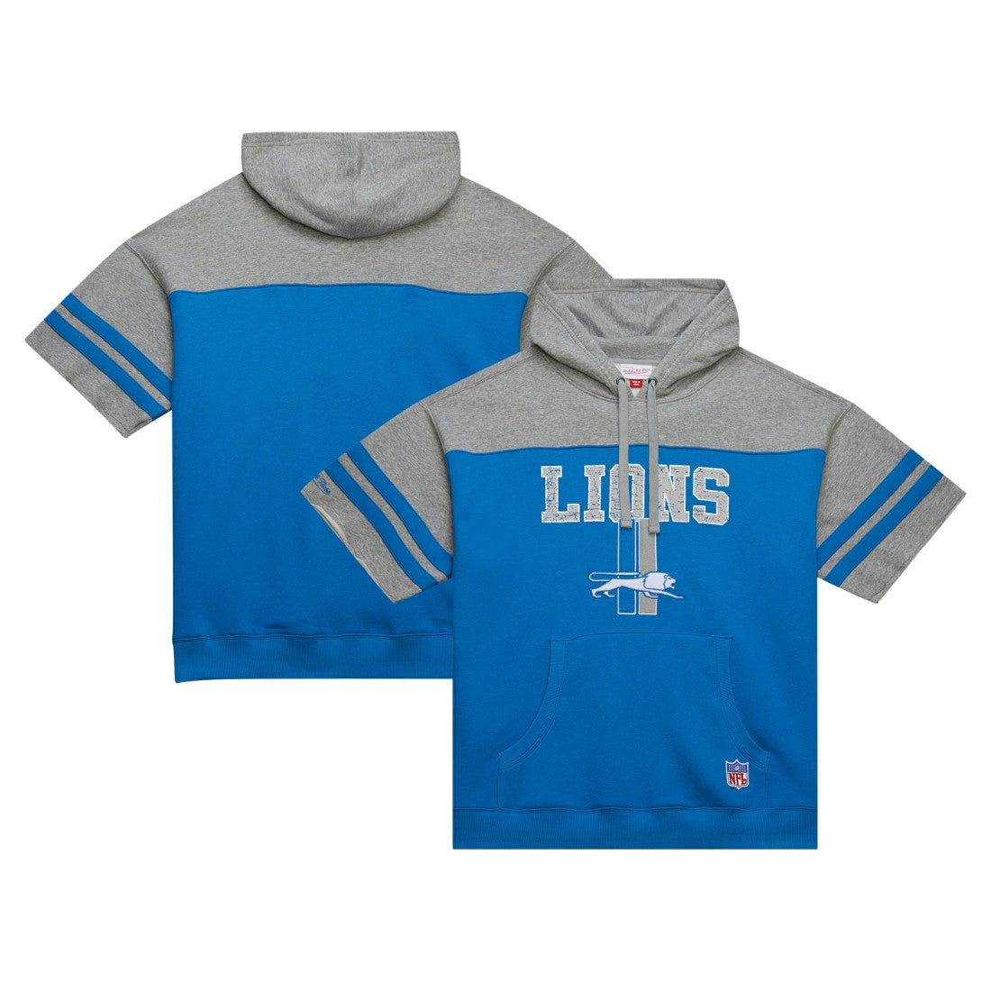 Detroit Lions Off Field Vintage Logo Short Sleeve Pullover Hoodie - Blue discount
