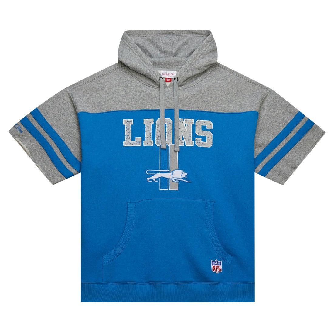Detroit Lions Off Field Vintage Logo Short Sleeve Pullover Hoodie - Blue discount