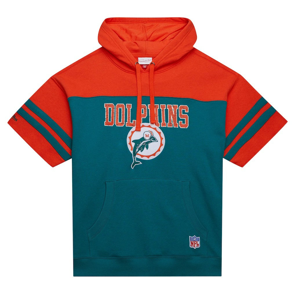 Miami Dolphins Off Field Vintage Logo Short Sleeve Pullover Hoodie - Aqua cheap