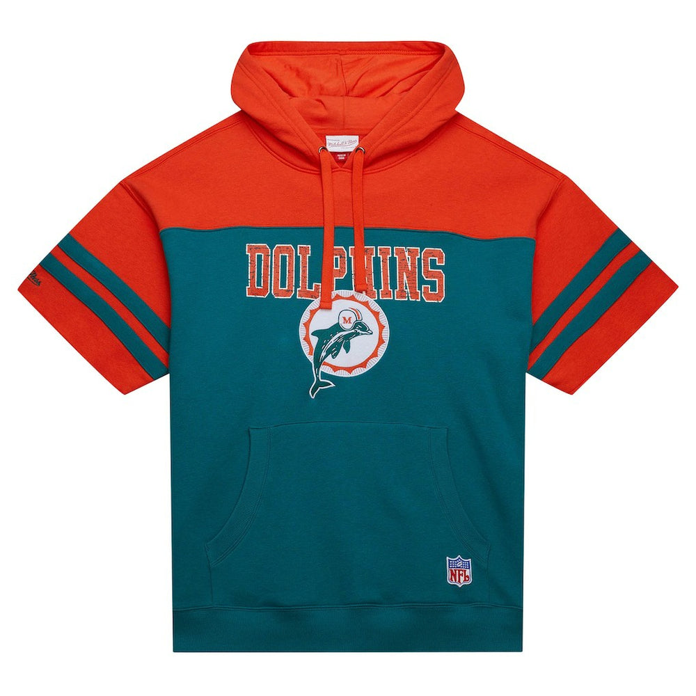 Miami Dolphins Off Field Vintage Logo Short Sleeve Pullover Hoodie - Aqua cheap