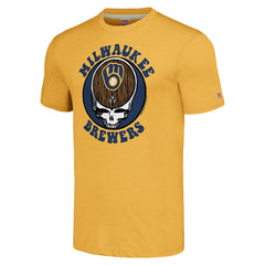 Milwaukee Brewers Homage Grateful Dead Tri-Blend T-Shirt - Gold