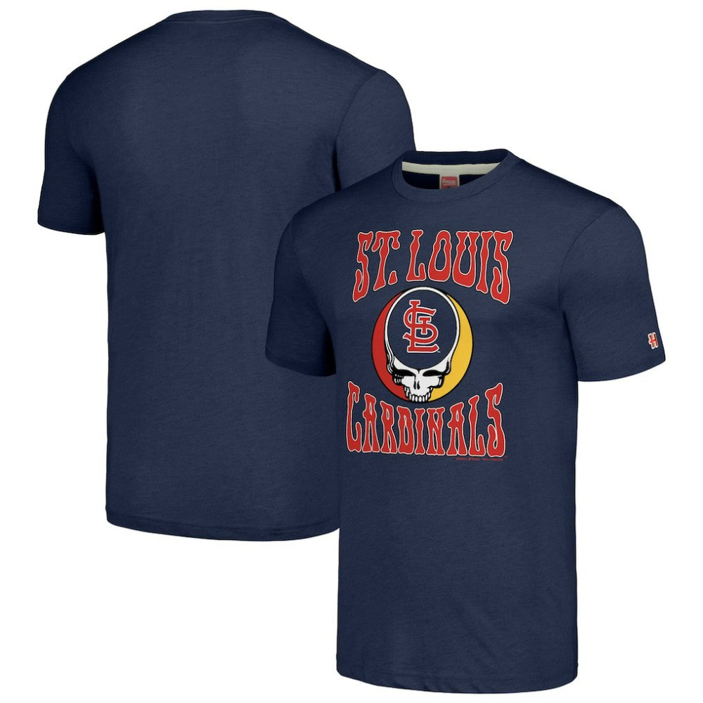 St. Louis Cardinals Homage Grateful Dead Tri-Blend T-Shirt - Navy