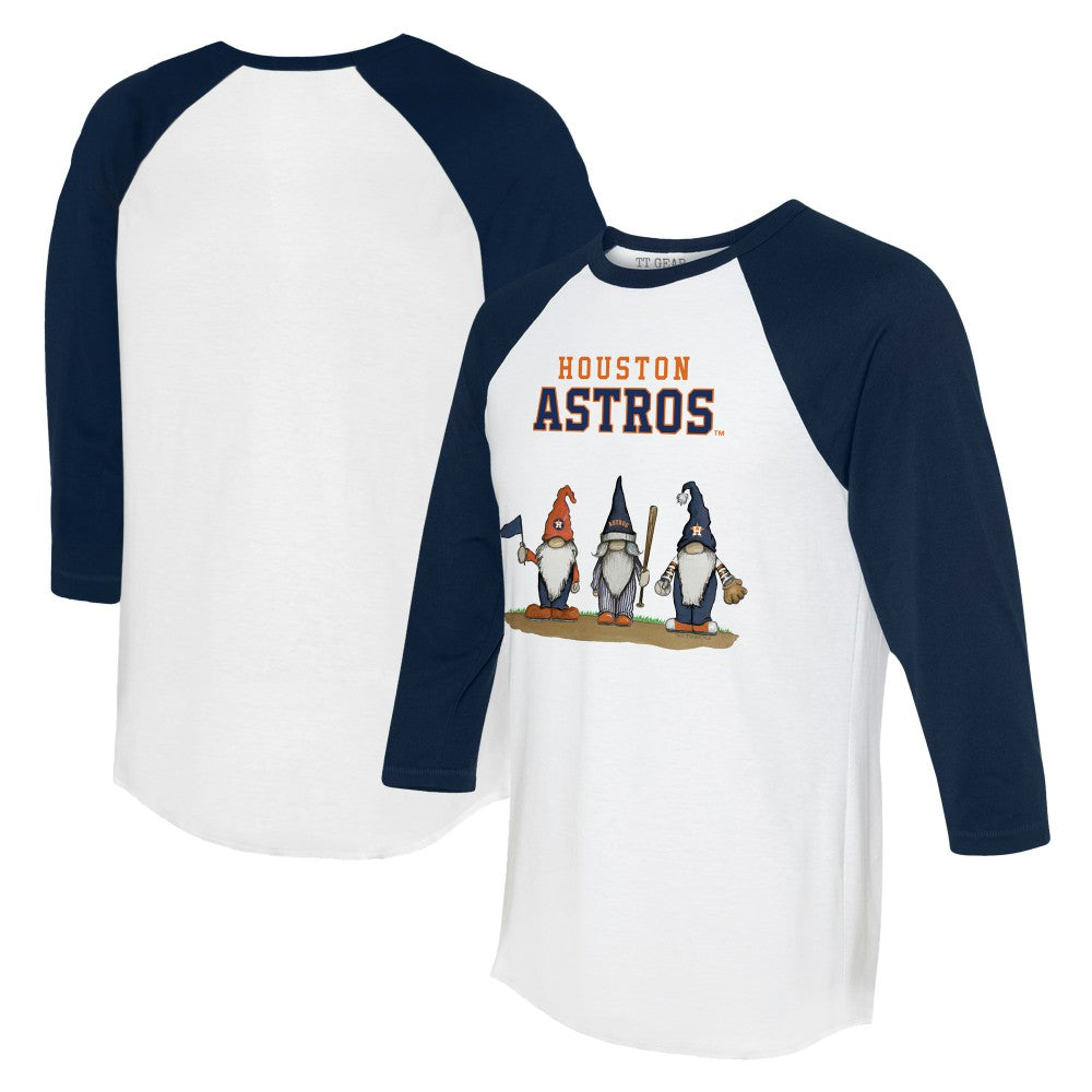 Houston Astros Tiny Turnip Unisex Gnomes 3/4-Sleeve Raglan T-Shirt - White/Navy