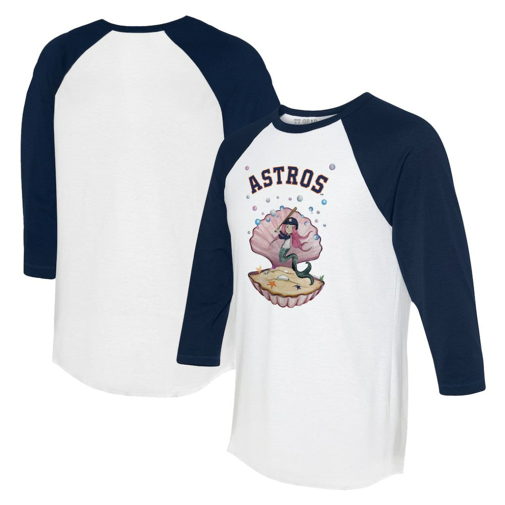 Houston Astros Tiny Turnip Unisex Mermaid 3/4-Sleeve Raglan T-Shirt - White/Navy