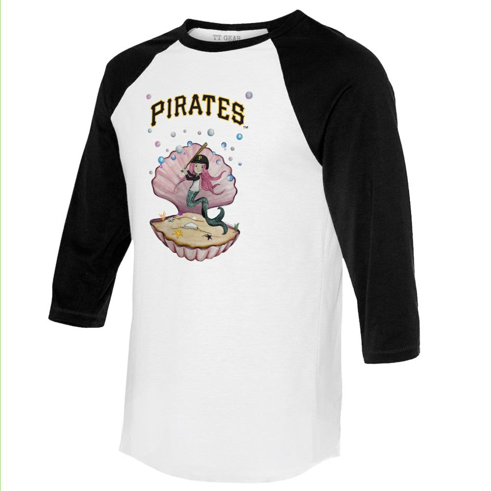 Pittsburgh Pirates Tiny Turnip Unisex Mermaid 3/4-Sleeve Raglan T-Shirt - White/Black