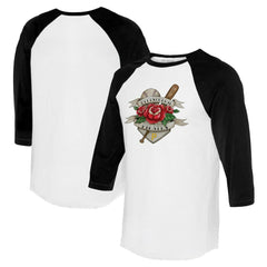 Pittsburgh Pirates Tiny Turnip Unisex American Traditional Rose 3/4-Sleeve Raglan T-Shirt - White/Black