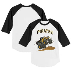 Pittsburgh Pirates Tiny Turnip Youth Monster Truck 3/4-Sleeve Raglan T-Shirt - White/Black