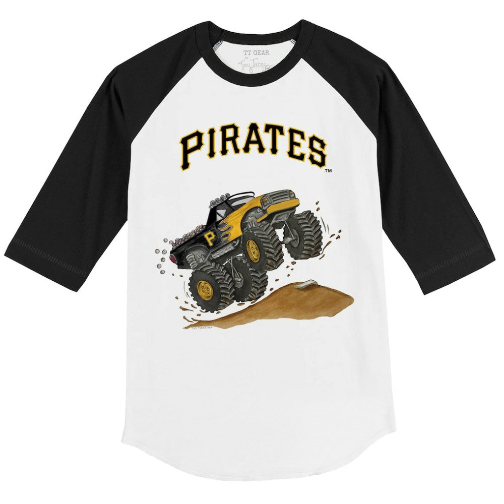 Pittsburgh Pirates Tiny Turnip Youth Monster Truck 3/4-Sleeve Raglan T-Shirt - White/Black