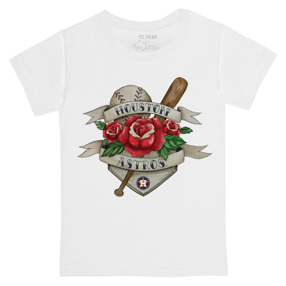 Houston Astros Tiny Turnip Youth American Traditional Rose T-Shirt - White