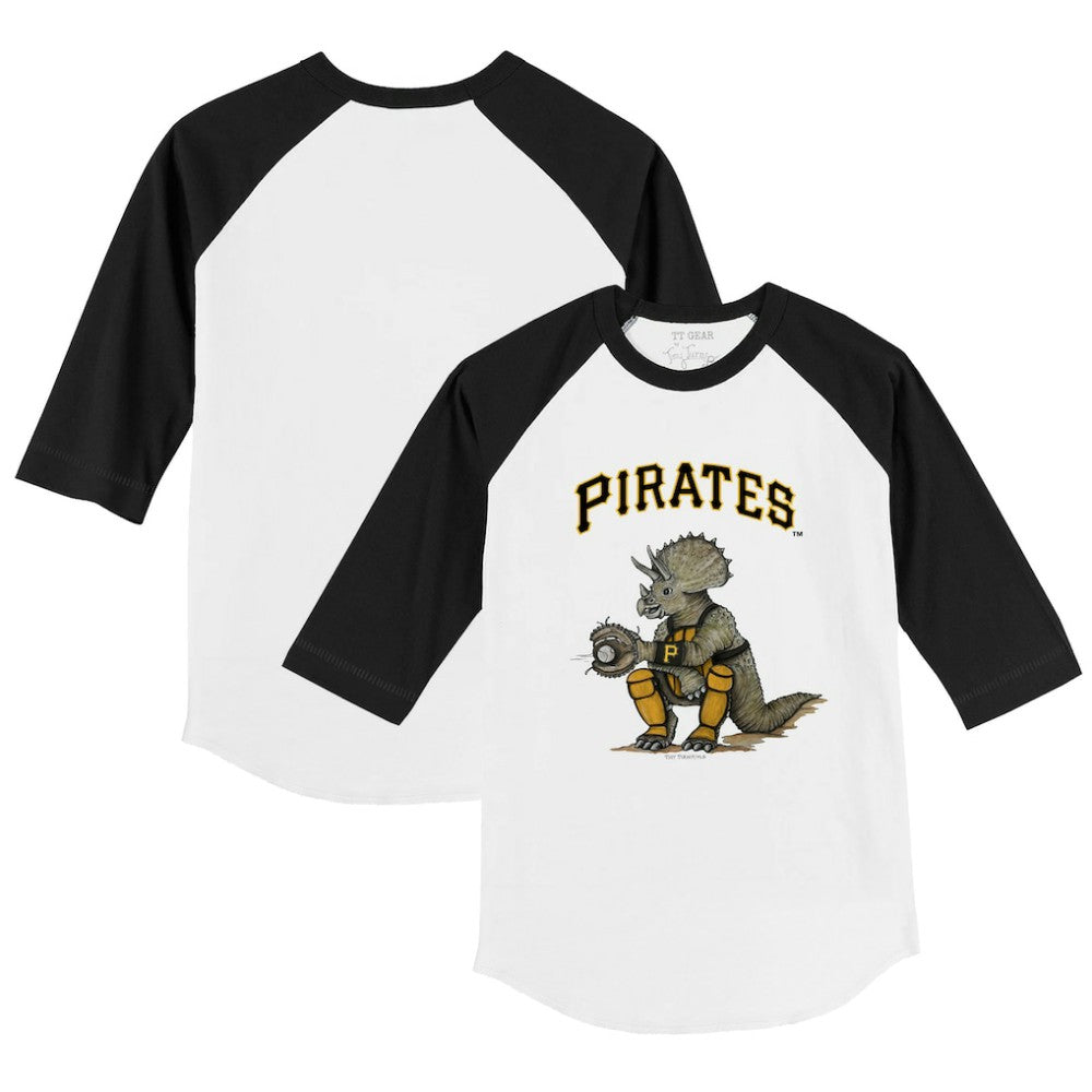 Pittsburgh Pirates Tiny Turnip Youth Triceratops 3/4-Sleeve Raglan T-Shirt - White/Black