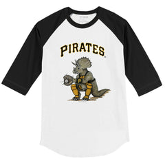 Pittsburgh Pirates Tiny Turnip Youth Triceratops 3/4-Sleeve Raglan T-Shirt - White/Black