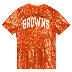 Cleveland Browns Girls Youth Wordmark Sequin V-Neck Top - Orange discount
