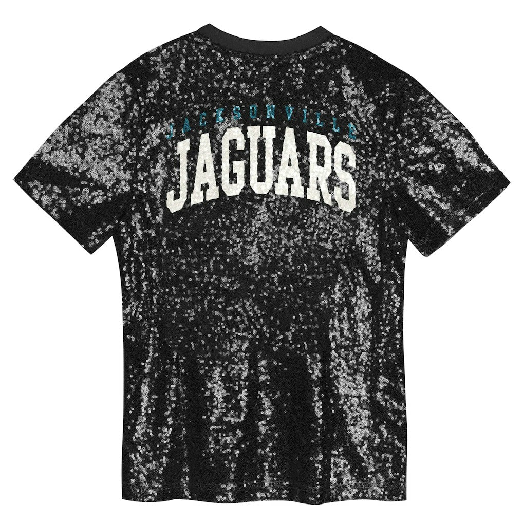 Jacksonville Jaguars Girls Youth Wordmark Sequin V-Neck Top - Black cheap