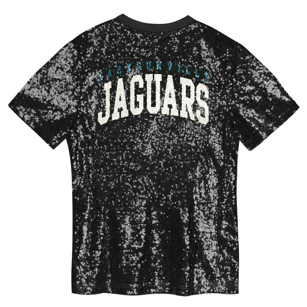 Jacksonville Jaguars Girls Youth Wordmark Sequin V-Neck Top - Black cheap