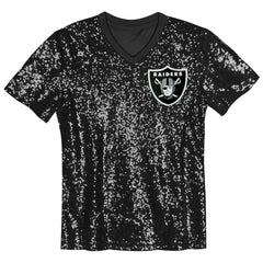 Las Vegas Raiders Girls Youth Wordmark Sequin V-Neck Top - Black cheap