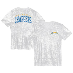 Los Angeles Chargers Girls Youth Wordmark Sequin V-Neck Top - White online