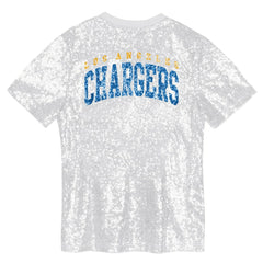 Los Angeles Chargers Girls Youth Wordmark Sequin V-Neck Top - White online